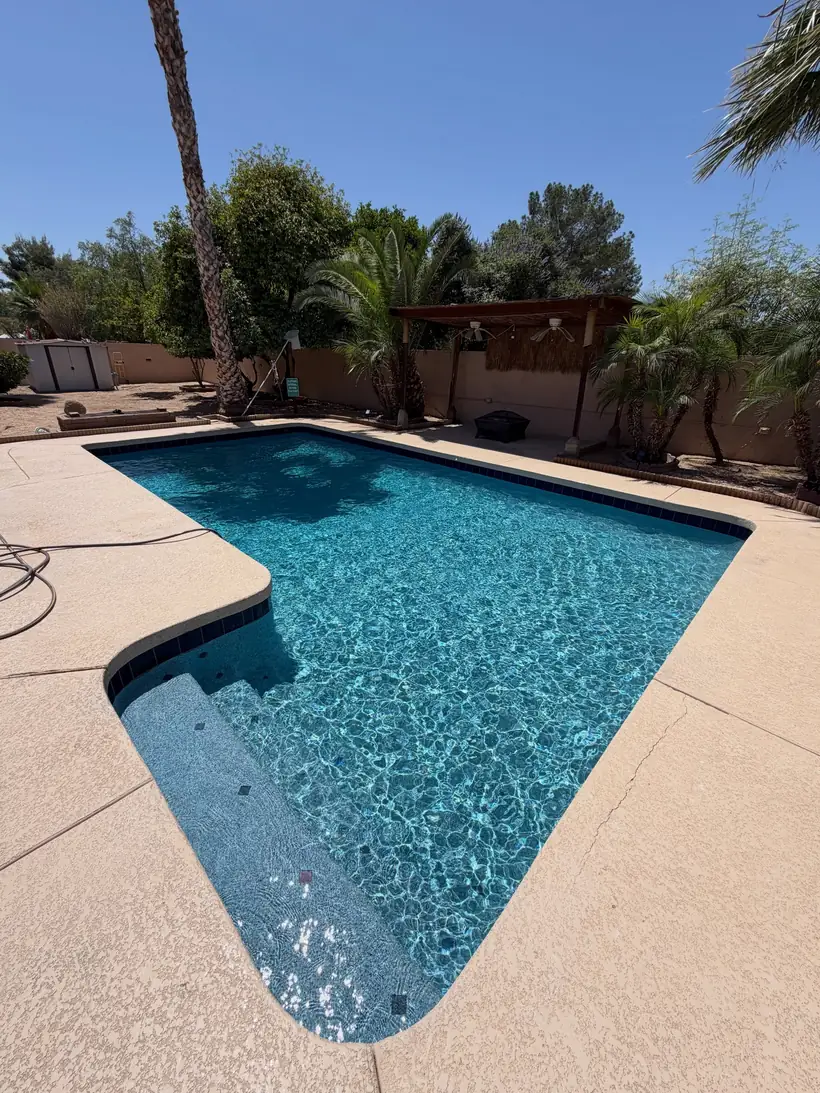 Large resurfaced pool with new decking