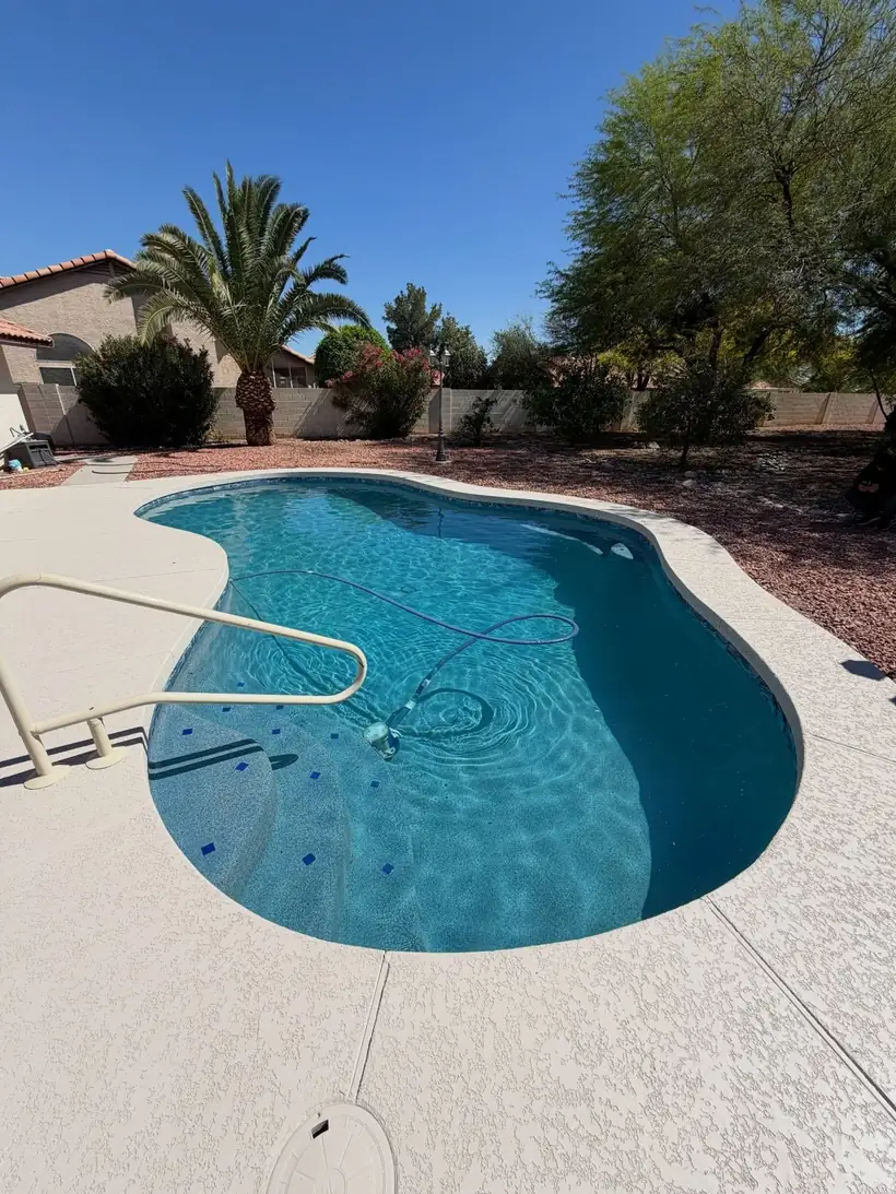 Curved pool with new cool deck