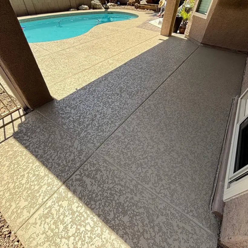 Close view of resurfaced pool decking