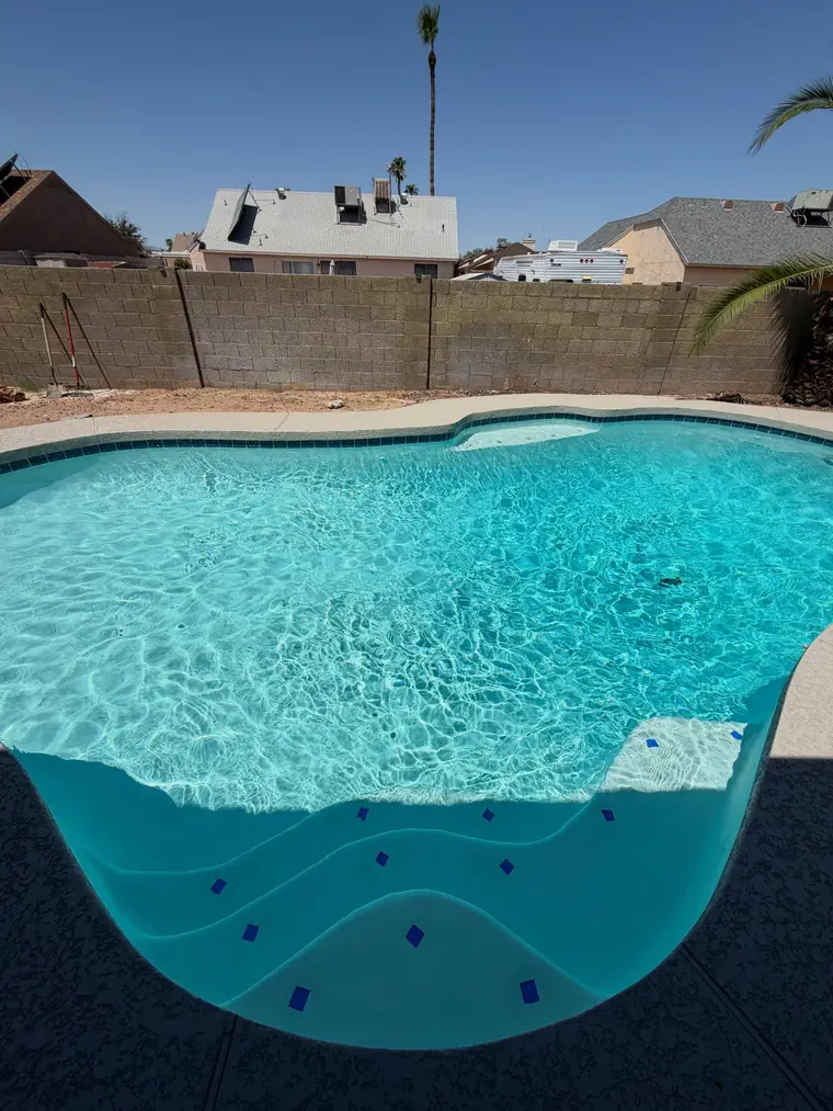 Pebble pool finish in clear turquoise water
